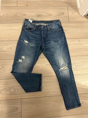 Men's Distressed Blue Slim Fit Jeans